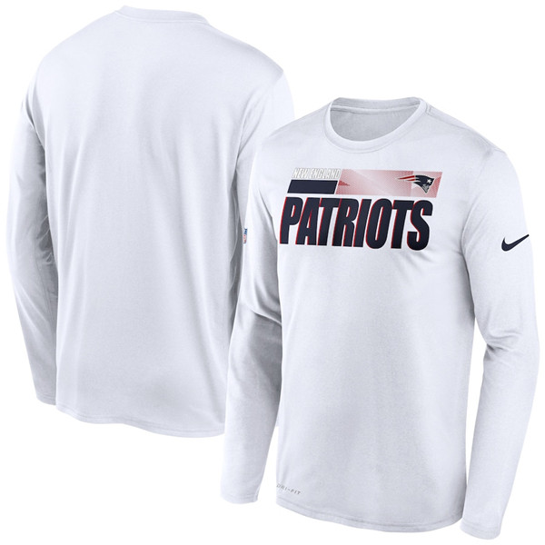 New England Patriots 2020 White Sideline Impact Legend Performance Long Sleeve NFL T-Shirt (All Size) - Click Image to Close